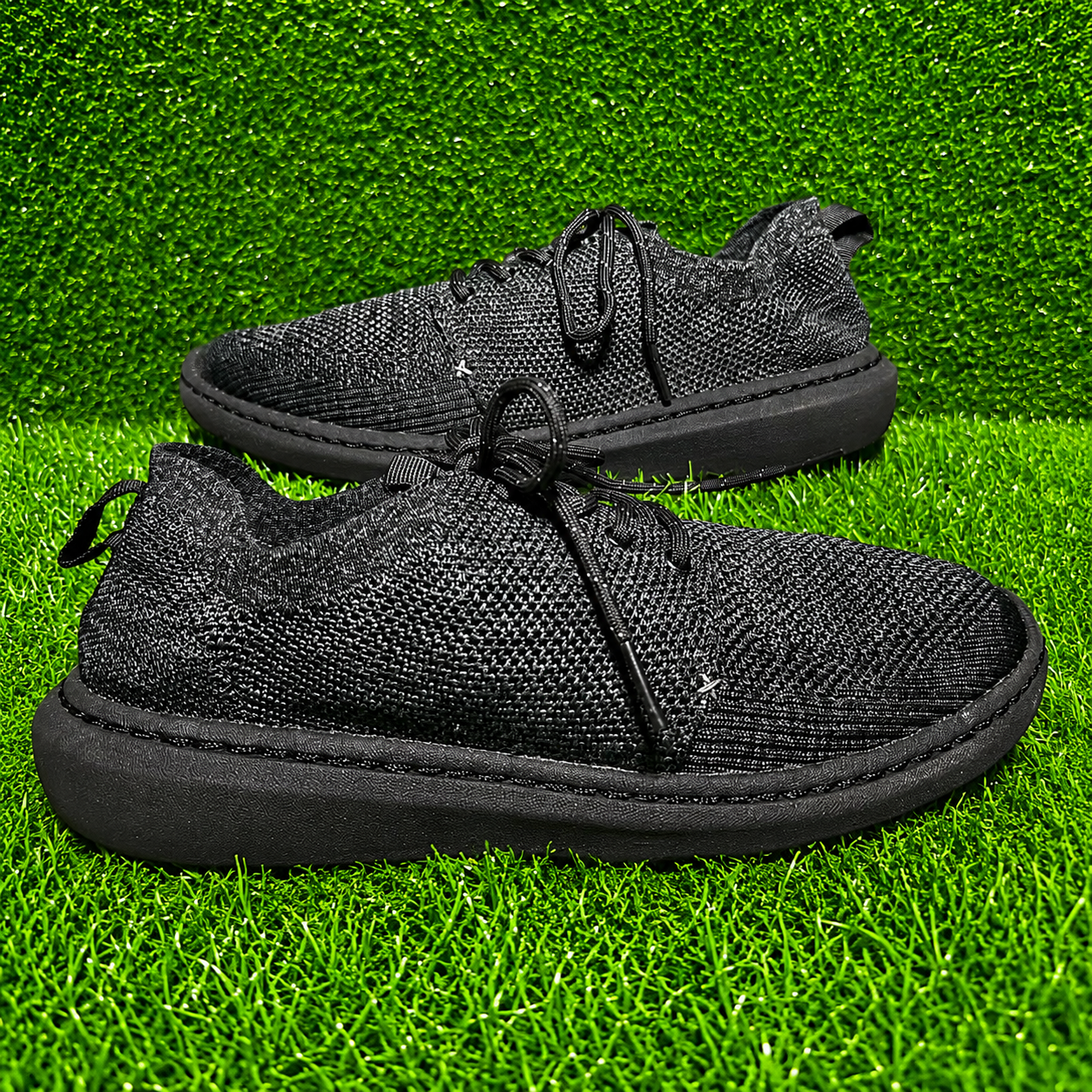 Men's Lightweight Black Knit Casual Sneakers