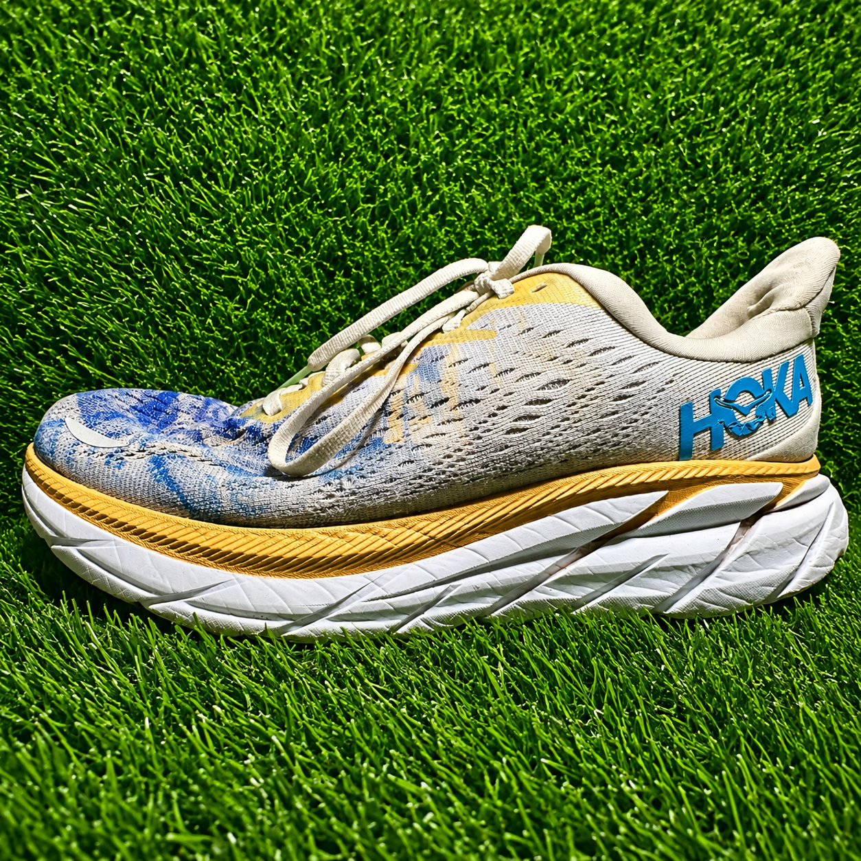 HOKA Cushioned Running Shoes – Beige/Blue